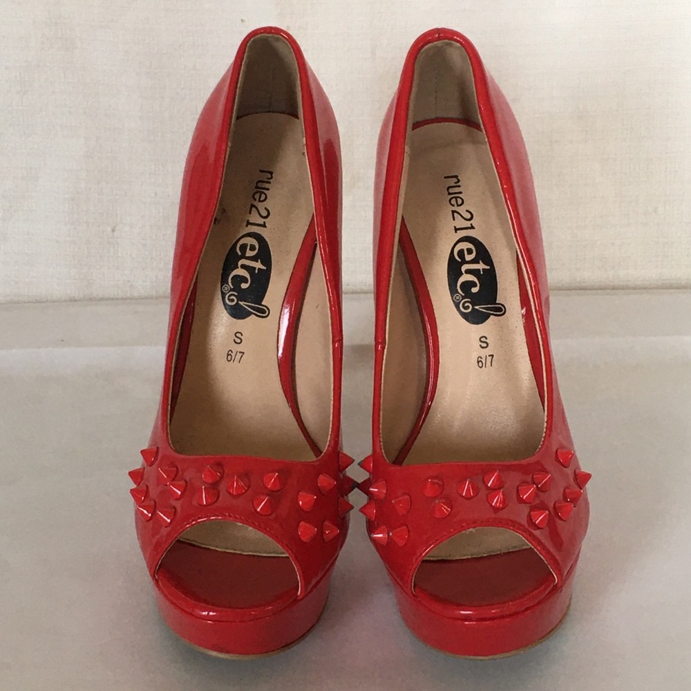 rue 21 spiked red heels